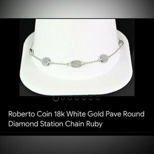 Roberto Coin 18k White Gold Pave Diamond Station chain necklace